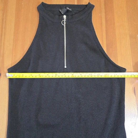 Top Shop Racerback Black Ribbes Zip Up Bodysuit Size US 8 - Picture 6 of 9